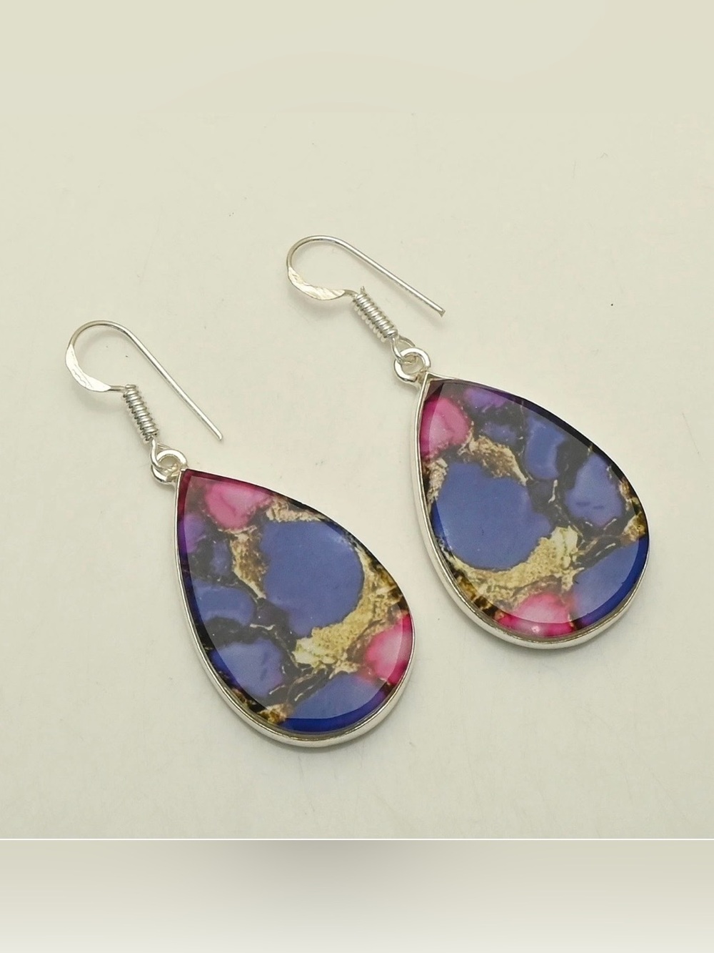 Dichroic Glass Gemstone Handmade Drop Dangle Earrings